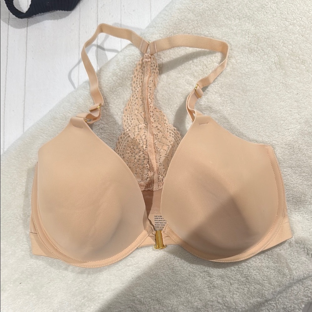 Elegant Tan Lace Racerback Bra